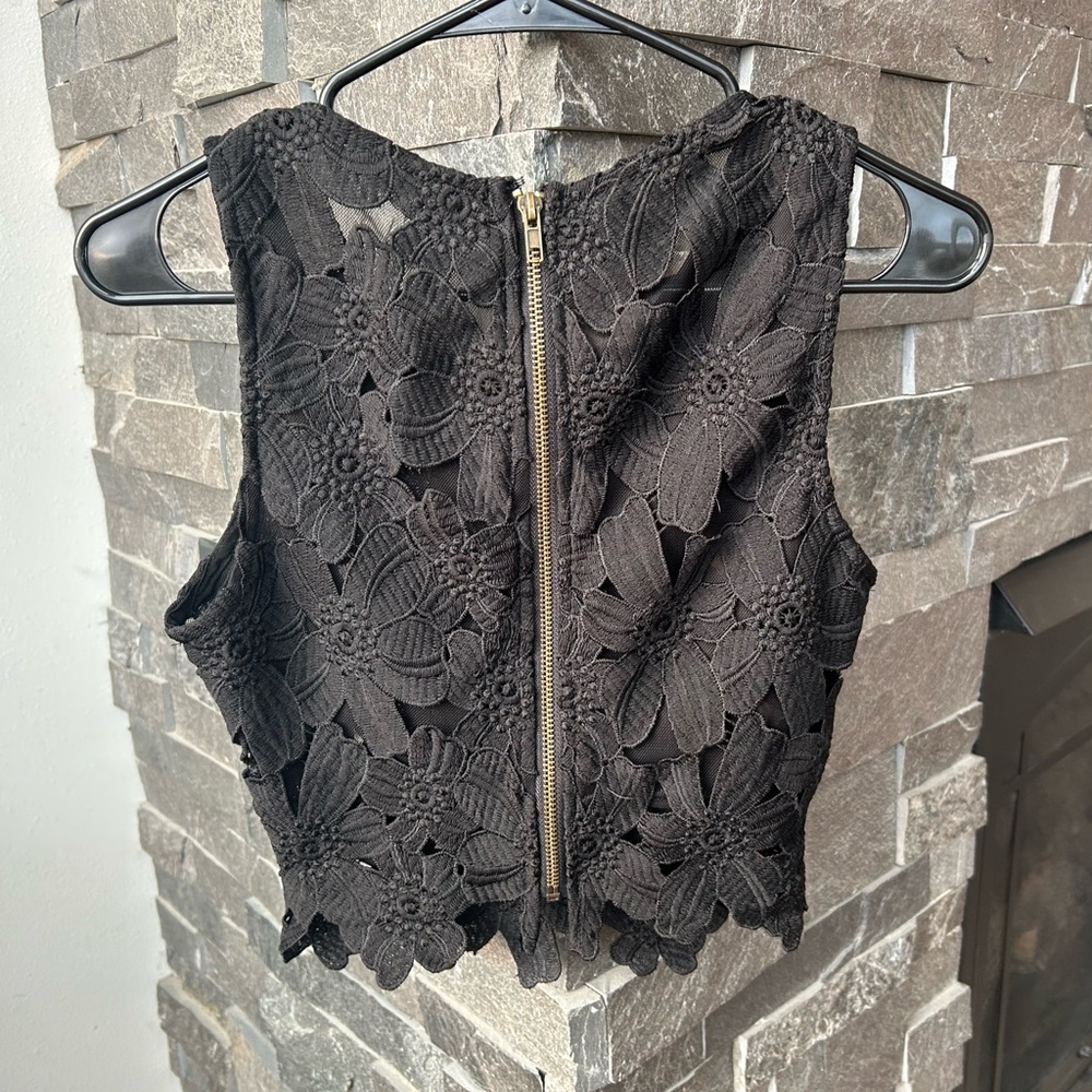 Lush Black Floral Lace Blouse - Picture 2 of 3
